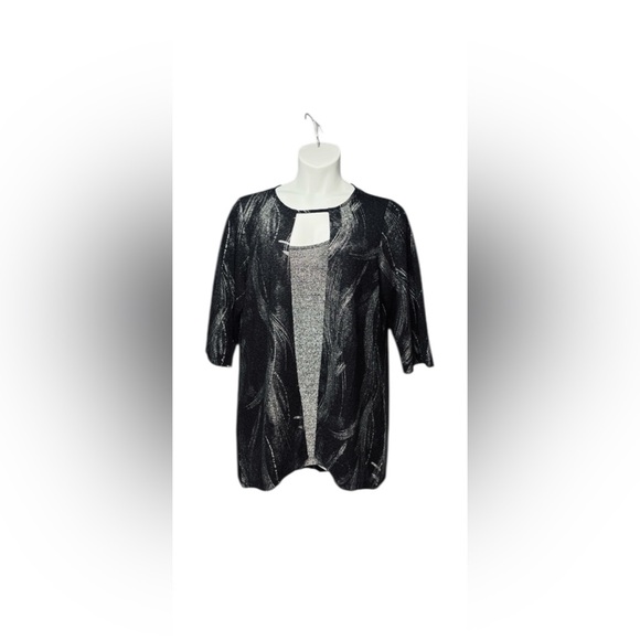 Claire France, Plus Size Shimmering Black & Silver Tunic, 1X - Picture 9 of 9